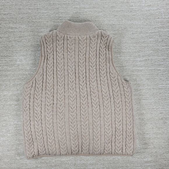 Joie Reversible Cable Knit Puffer Vest Women’s M Beige Oatmeal Zip Mock Neck - Picture 7 of 16